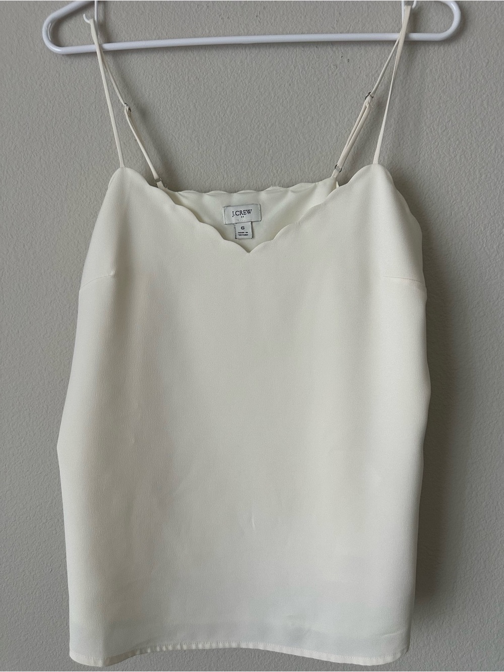 J. Crew Cream Scallop-Edge Spaghetti Strap Camisole
